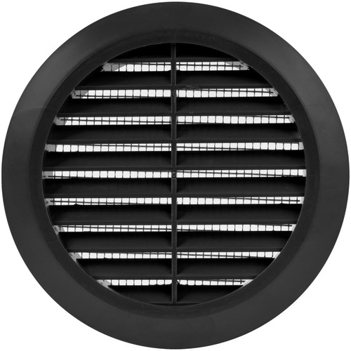 Vent Systems 4'' Inch - Black - Soffit Vent Cover - Round Air Vent Louver - Grill Cover - Built-in Insect Screen - HVAC Vents for Bathroom, Home Office, Kitchen