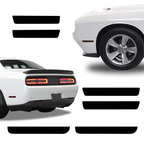 NDRUSH Blackout Side Marker Lights & Reflectors Vinyl Tint Film, Precut Overlay, Sidemarker Wrap Covers Compatible with Dodge Challenger 2015-2021