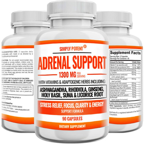 Adrenal Support and Cortisol Manager - 90 Capsules, Adrenal Health Supplement with Ashwagandha, Licorice Root, Rhodiola Rosea, Ginseng, Holy Basil for Adrenal Fatigue for Women & Men