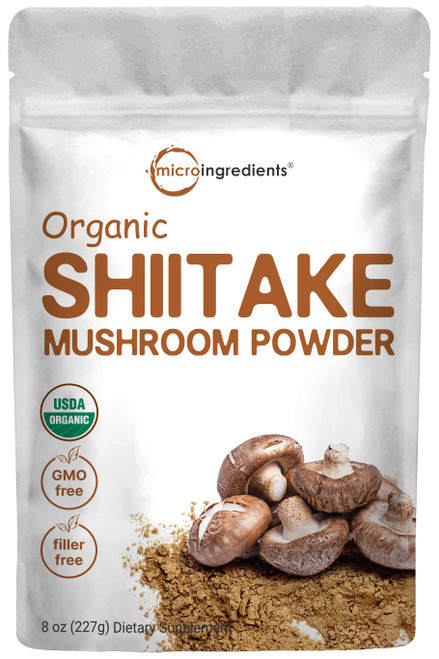 Micro Ingredients Organic Shiitake Mushroom Powder, 8 oz | Culinary Superfood | Supports Gut & Immune Health | Great for Cooking, Soups & Sauces | Non-GMO, Vegan Friendly