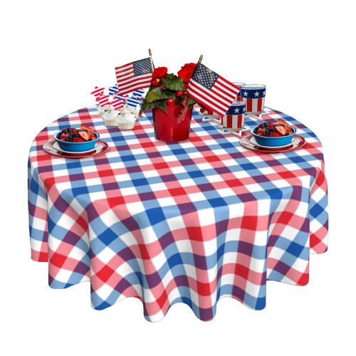 SuQKXCo 4th of July Round Tablecloth 60 inch Patriotic Memorial Day Tablecloths Independence Day Red White and Blue Checkered Table Covers for Kitchen Party Decoration SuQKXCo 4th of July Round Tablecloth 60 inch Patriotic Memorial Day Tablecloths Independence Day Red White and Blue Checkered Table Covers for Kitchen Party Decoration