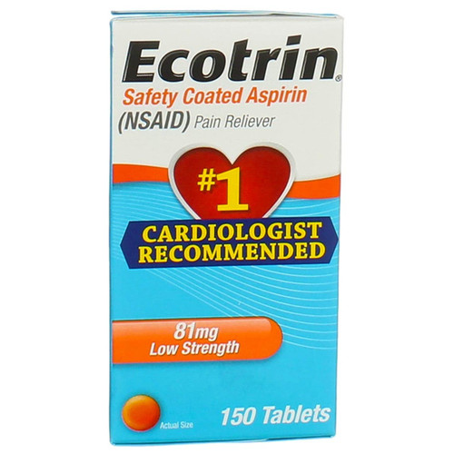 Ecotrin Low Strength Safety Coated Aspirin | NSAID | 81mg | 150 Tablets (3 Pack)
