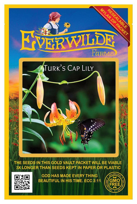 Everwilde Farms - 30 Turk's Cap Lily Native Wildflower Seeds - Gold Vault Seed Packet