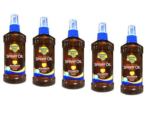 Banana Boat Deep Tanning Spray with Coconut Oil SPF 4, 8 Ounces each (Value Pack of 5)