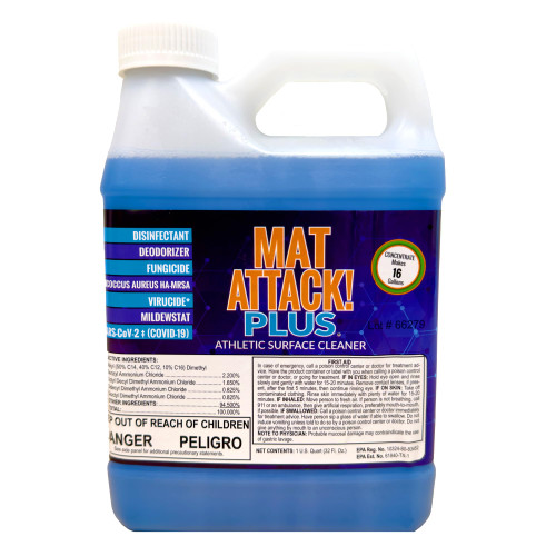 Dollamur Mat Attack! PLUS® Gym & Yoga Mat Cleaner, Hygienic Cleaner for Rubber Flooring, Wrestling Mats, and Fitness Floors-Quart