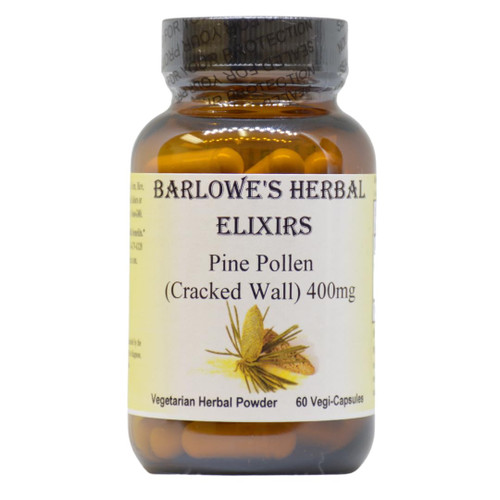 Pine Pollen | Cracked Cell Wall Powder | 400mg per Capsule | 60 Veggie Capsules | Pure Masson Pine | Stamina and Vitality Booster | Skin Radiance | Stearate Free