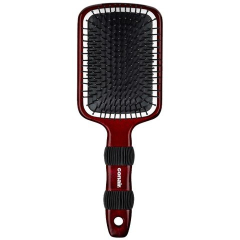 CONAIR Ceramic Wood Nylon Bristle Cushion Paddle Hair Brush, detangling brush, hairbrush for women, reduce frizz and add shine, natural wood handle, for all hair types