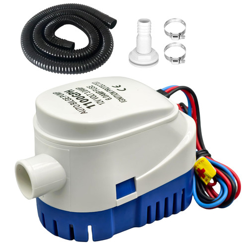 FengyingRise 1100GPH Automatic Bilge Pump 12V with 1-1/8" x 6ft Hose Kit – Heavy-Duty Marine Water Removal System for Boats, Yachts & RVs