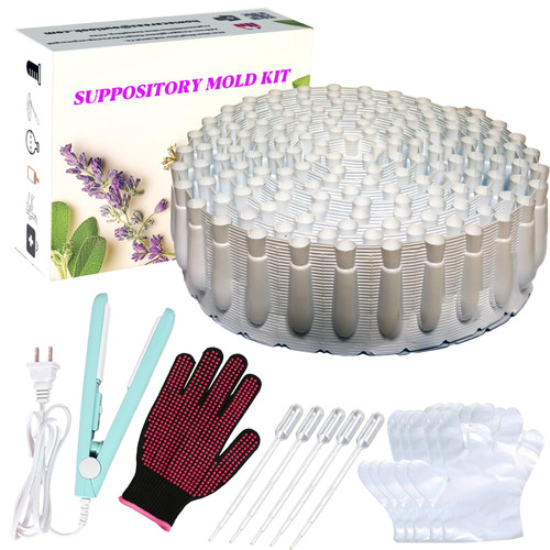 Prnaiev Suppository Molds 2.4 ML 150 PCS Kit with 5 PCS Pipettes & 5 PCS Gloves for DIY Suppositories