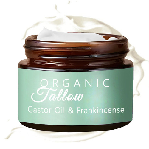 Maidlure Grass-fed Beef Tallow with Frankincense Oil & Castor oil, Organic Beef Tallow Moisturizer for Skin, Tallow and Manuka Honey Cream for Face, Body (1)