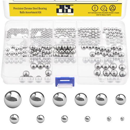 Mardatt 265 Pcs 12 Sizes Precision Chrome Steel Bearing Ball Assortment Kit with Storage Box 1/2'' 3/32’’ 1/8" 5/32" 3/16" 7/32" 1/4" 9/32" 5/16" 11/32" 3/8" 13/32" Mardatt 265 Pcs 12 Sizes Precision Chrome Steel Bearing Ball Assortment Kit with Storage Box 1/2'' 3/32’’ 1/8" 5/32" 3/16" 7/32" 1/4" 9/32" 5/16" 11/32" 3/8" 13/32"