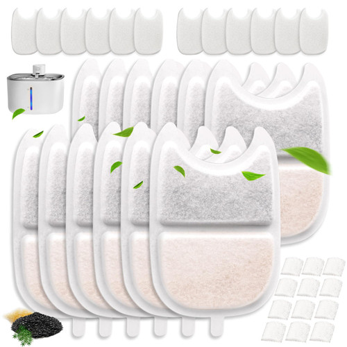 12 Pack Cat Water Fountain Filters with 12 Pack Pre-Filter Sponges Set for Wireless 4L/135 fl oz Pet Water Fountain, Pet Fountain Filter Replacement 12 Pack Cat Water Fountain Filters with 12 Pack Pre-Filter Sponges Set for Wireless 4L/135 fl oz Pet Water Fountain, Pet Fountain Filter Replacement