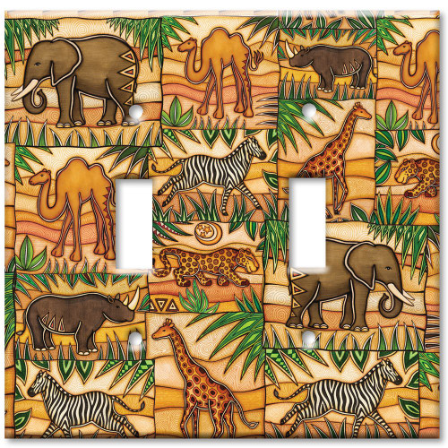 Art Plates - Double Gang Toggle Decorative Metal Wall Plate - Safari - Image by Dan Morris - (Made in USA)