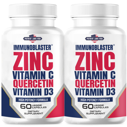 (2 Pack) ImmunoBlaster Zinc Quercetin 500mg with Vitamin D and C Antioxidant Immune Support High Potency Quercetin Zinc Supplement for Men and Women - Gluten, Soy, & Dairy Free - 120 Count (Twin Pack) (2 Pack) ImmunoBlaster Zinc Quercetin 500mg with Vitamin D and C Antioxidant Immune Support High Potency Quercetin Zinc Supplement for Men and Women - Gluten, Soy, & Dairy Free - 120 Count (Twin Pack)