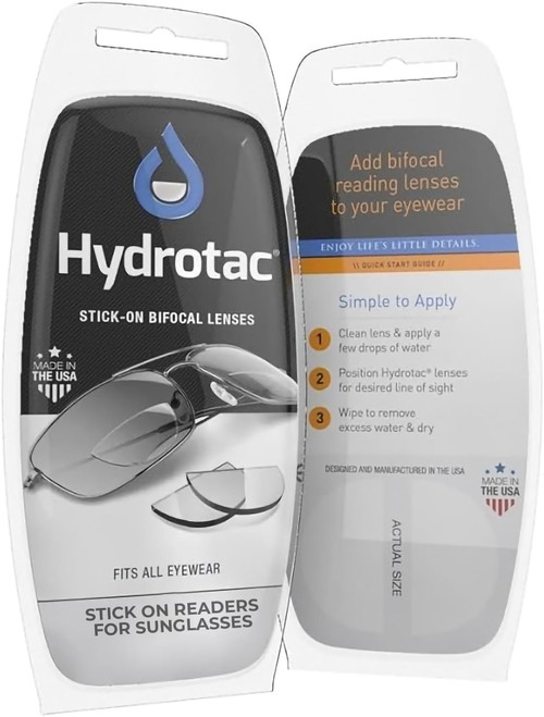 OPTX 20/20 Hydrotac Stick On BiFocal Reading Lenses +2.50 Men Women Magnifying Bi-Focal Reusable Reader Adhesive Stickers