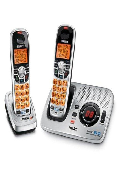 Uniden DECT 6.0 Silver Cordless Digital Answering System with Caller ID and Two Handsets (DECT1580-2)