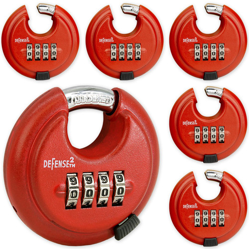 DEFENSE2 Disc Lock for Storage Unit 4 Digit Combination Lock Outdoor Padlock Weatherproof Combination Locks 6 Pack (Red) DEFENSE2 Disc Lock for Storage Unit 4 Digit Combination Lock Outdoor Padlock Weatherproof Combination Locks 6 Pack (Red)