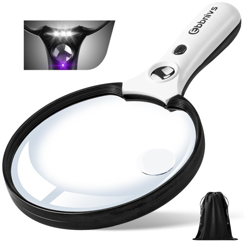 Large Magnifying Glass with Light, Magnifier 10X 20X 45X Handheld Illuminated Lighted Magnifier with 3 LED Lights 1UV Light Storage Bag Clean Cloth for Seniors Reading Inspection (Black) Large Magnifying Glass with Light, Magnifier 10X 20X 45X Handheld Illuminated Lighted Magnifier with 3 LED Lights 1UV Light Storage Bag Clean Cloth for Seniors Reading Inspection (Black)
