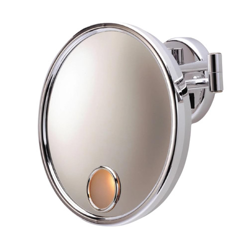 JERDON 9-Inch Euro Lighted Wall Mount Makeup Mirror - Direct Wire - 3X Magnification & 15-inch Wall Extension - Chrome Finish - Model JD8C