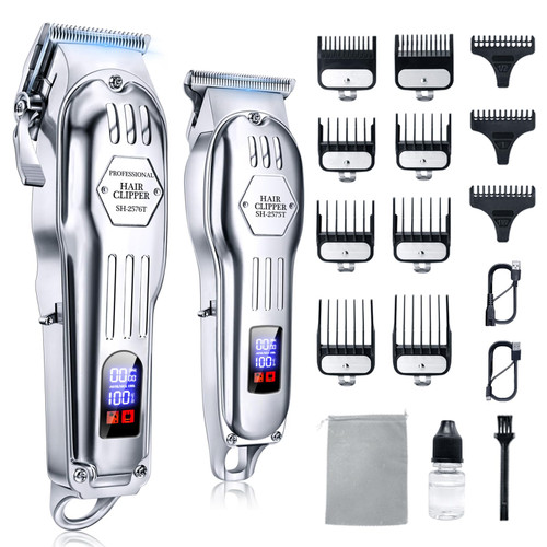 Professional Cordless Hair Clippers for Men, Trimmers Set and Barber Clippers for Haircut, Beard Trimmer Kit with LCD Display, Grooming Set, Rechargeable Hair Cutting Machine for Family Professional Cordless Hair Clippers for Men, Trimmers Set and Barber Clippers for Haircut, Beard Trimmer Kit with LCD Display, Grooming Set, Rechargeable Hair Cutting Machine for Family