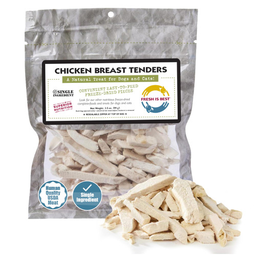 Fresh Is Best Freeze Dried Dog Treats - Raw Freeze Dried Chicken Breast for Dogs & Cats - Healthy Dog Training Treats in Resealable Zipper Bag - High-Protein Single Ingredient - Made in The USA