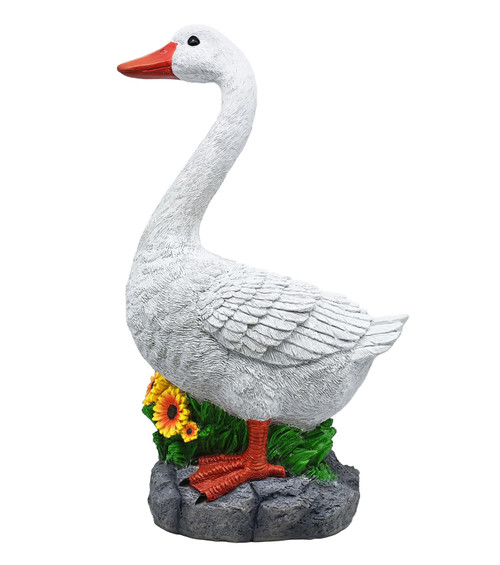 Clerodendrum Joyful Porch Goose Statue Cygnus, Big Resin Garden Lawn Yard Décor, Sculpture, 20 inches High Figurine, Duck, Indoor and Outdoor, by GGTown TM