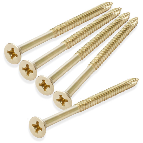 Cauldham Bright Brass Wood Screws #9 x 3 Inch for Door Hinges - 25 Pack