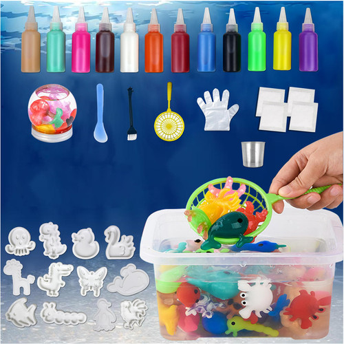 Coniuty Magic Water Elf Toy Kit 12 Colors Gel, 12 Shape Mold Kit, DIY Aqua Gel Fairy Toy Set for Kids, Arts & Crafts Elf Refill Kit