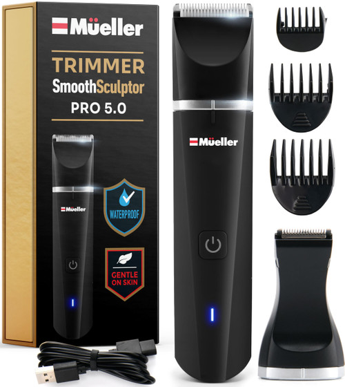 Mueller Manscape Unisex SmoothSculptor 5.0 Bikini Shaver for Women & Pubic Hair Trimmer Women Men – Wet/Dry, USB Charging, Wireless, for Sensitive Skin, Ball Trimmer Men, Body & Bikini Shaver