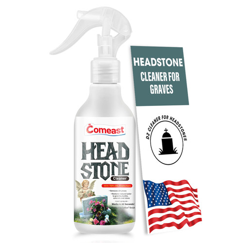 comeast Headstone Cleaner for Graves,Highly Effective Gentle Formula for Cemetery,Gravestone & Tombstone Care,Safely Removes Dirt from Stone Surfaces 8.45 fl oz