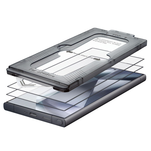 Omnifense 2 Pack for Samung Galaxy S24 Ultra Tempered Glass Screen Protector, Auto-Alignment Kit [Support Fingerprint Unlock] Case Friendly