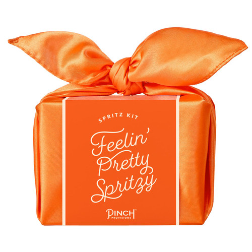Pinch Provisions Cocktail Kit, Orange, Includes 11 Bartending & Mixology Essentials, Furoshiki Wrapped Bow Box Gift, Perfect for Dinner Parties, Favors, or Birthdays (Feelin' Pretty Spritzy)
