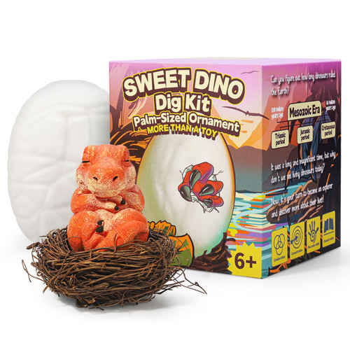 PLAY AHA Dinosaur Eggs Dig Kit - A Jumbo Dino Egg with a Palm-Sized Dino, Both a Toy and an Ornament, Educational Science Gifts for Kids, T. Rex