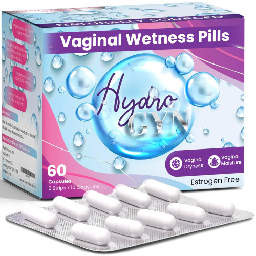 Hydro Gyn Vaginal Moisturizer Pills | Slippery Elm for Women Formulated to Support Healthy Moisture, Mood & Relaxation | Feminine Care Oral Capsules for Vaginal Dryness, ph Balance 60 Capsules