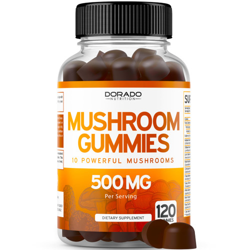 Mushroom Gummies 2500mg 10 in 1 Blend (120 Gummies with Lions Mane, Cordyceps, Reishi & More Functional Mushrooms) Focus & Brain Mushroom Supplement - Vegan & Third Party Tested - USA Made