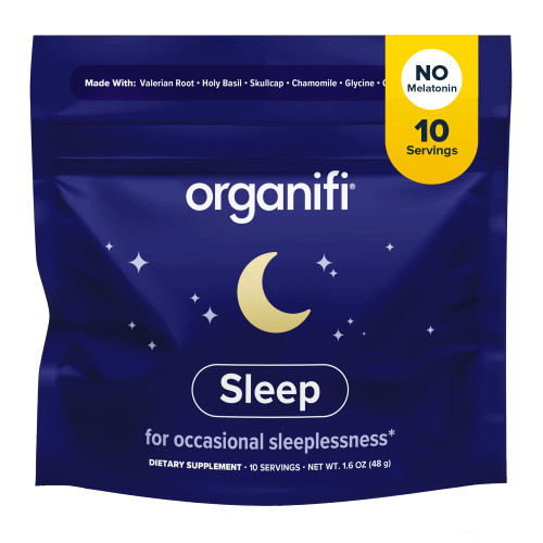 Organifi Sleep - Sleep Support with Valerian Root, Lavender, GABA and L-theanine - No Melatonin - Calming and Relaxing Nighttime Drink - No Gluten, Dairy or Soy