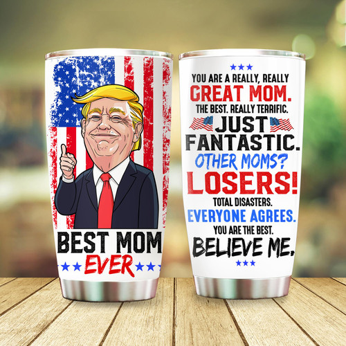 Kingdom09 Best Mom Ever Tumbler, Trump Gifts for Mother From Son Daughter, Birthday Gifts for Women, Mothers Day Gift 20oz Stainless Steel With Lid for Cold Hot Water Coffee