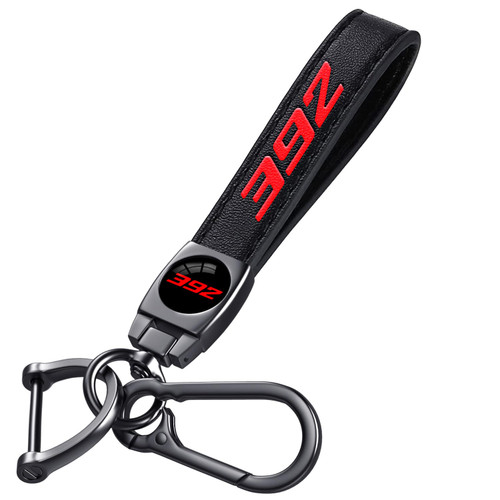 Annloysky Black Leather Metal Car Keychain Keyring Compatible with Dodge Challenger Durango SRT 392 Cars Accessories