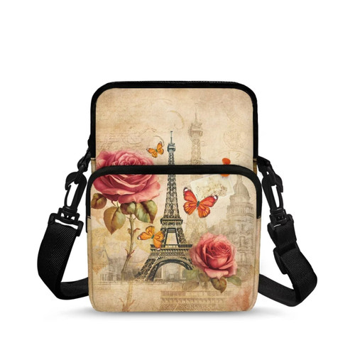 Rweroyiu Romantic Paris Tower Rose Cell Phone Purse Wallet Crossbody Womens Phone Purses with Crossbody Strap for Men 6.5x2.76x9.1 inches Lightweight Passport Organizer for Travel
