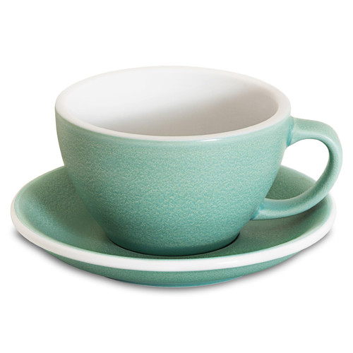 Loveramics Matt Cappuccino Cup, 10 oz Ceramic Latte Art Mug with Saucer, Thick-walled stoneware cup Set, Barista Latte Cup Set for Latte, Cappuccino, Tea - Mineral Colors (Emerald, 10OZ)