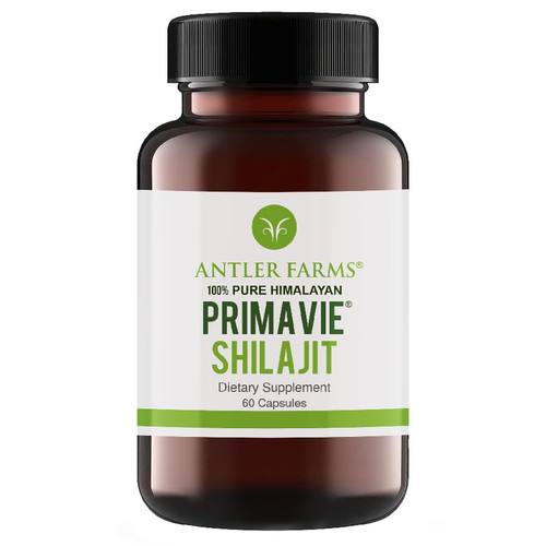 Antler Farms - 100% Pure PrimaVie Shilajit for Men Extract, 60 Capsules, 250mg – Standardized to 50% Fulvic Acid, Wild Harvested Resin from The Himalayas, Powerful Adaptogenic Supplement