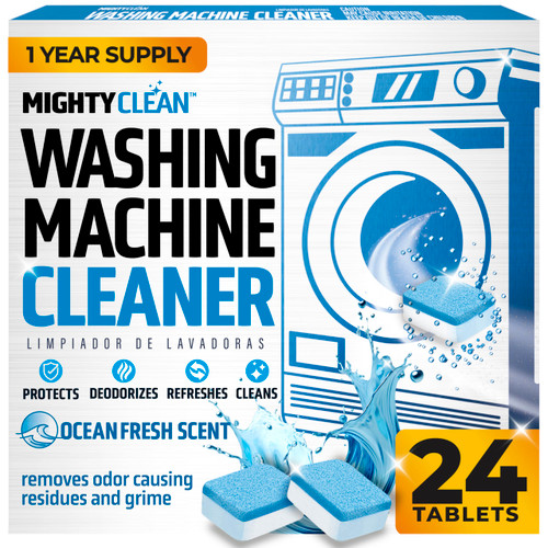 MIGHTY CLEAN Washing Machine Cleaner Tablets 24 Pack - 1 Year Supply, Septic Safe Washing Machine Cleaning Tablets, Washer Cleaner Tablet, Works with All Washers Including HE MIGHTY CLEAN Washing Machine Cleaner Tablets 24 Pack - 1 Year Supply, Septic Safe Washing Machine Cleaning Tablets, Washer Cleaner Tablet, Works with All Washers Including HE