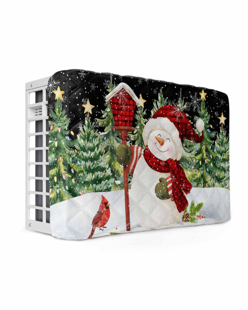 Singingin Christmas Indoor Air Conditioner Covers, Christmas Snowman Xmas Tree Snowflake Bird Black Durable Insulation AC Covers for Inside Window Unit with Elastic Strap 25 x 18 x 3.5 inches