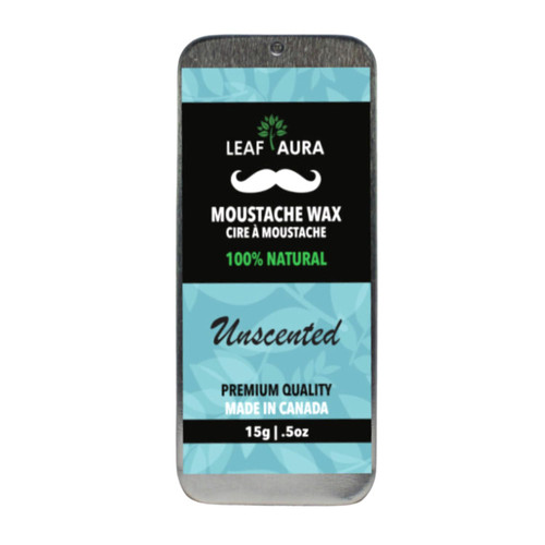 Leaf Aura Moustache Wax 100% Natural (Unscented), Medium Hold - Made In Canada,Premium quality -15g