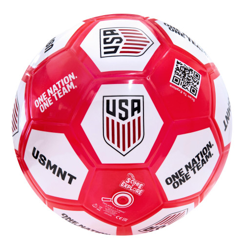 Score N' Explore Interactive Sound Ball | Light Up, Sound, and Counting Ball for Skills Training | U.S. Soccer USMNT Challenge Ball, Red