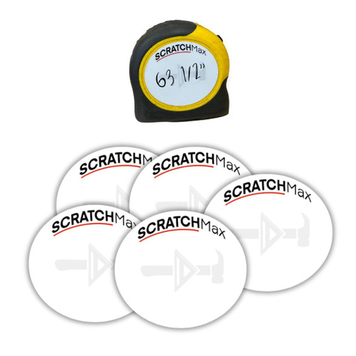 SCRATCHMax Erasable Tape Measure Note Pad (5 Pack) Measuring Tape Sticker | Tape Measure Sticker | Write on Tape Measure Sticker | Tape Measure Notepad | Tape Measure Scratch Pad | Erasable Note Pad