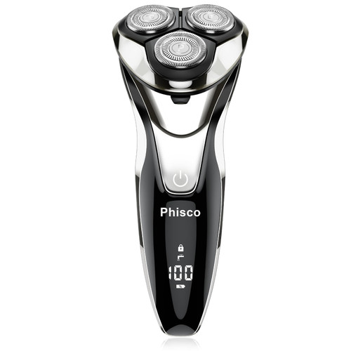 Electric Razor for Men - Waterproof Face Shaver for Wet Dry Shave, Phisco RMS8112 Rechargeable 3D Rotary Shaver Razor for Men with Pop-up Trimmer