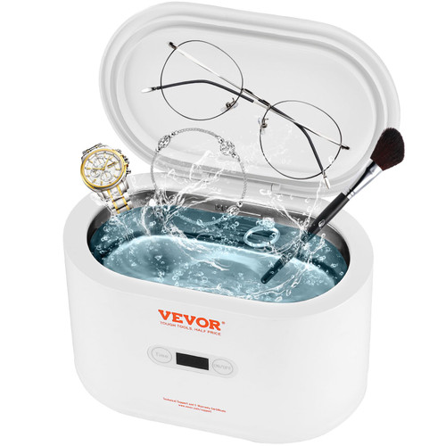 VEVOR Jewelry Cleaner Ultrasonic Machine, Sonic Cleaner Machine Portable 22oz (650ml) with 5 Digital Timer, Sonic Jewelry Cleaner with 2 Cleaning Baskets for Eyeglasses, Watches, Dentures, Rings