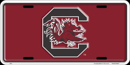 Hangtime University of South Carolina - USC Gamecocks 6 x 12 inch Logo on Red License Plate
