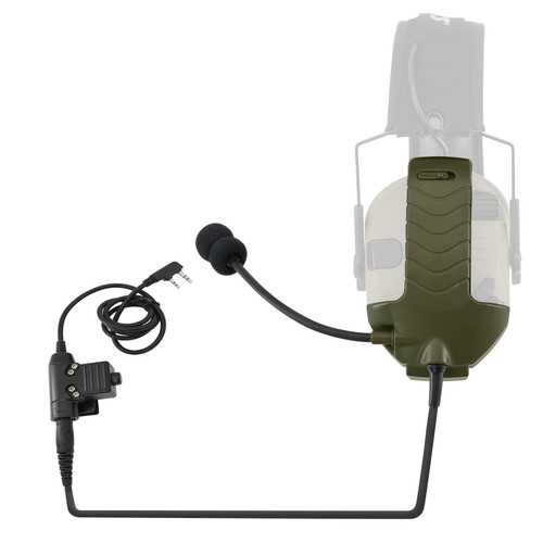 TSVISIONCORE Microphone & PTT for Walkerrazor Noise Cancelling Headphone Airsoft (Army Green)